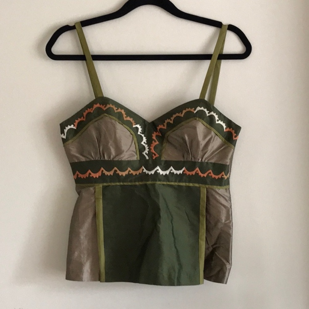 Reformation Style Corset Top Green Size 6 100% Silk